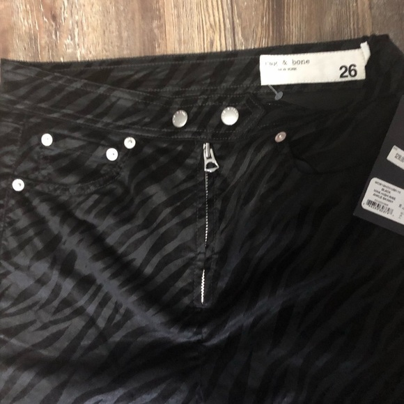 Rag & Bone Jeans Women's 26 Nina High Rise Ankle Skinny  Zebra Stripe NWT - Picture 4 of 8
